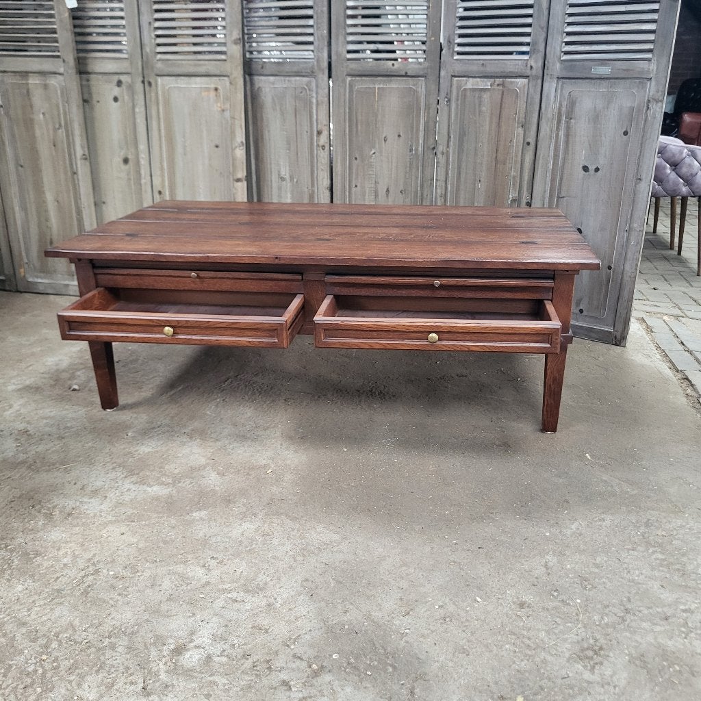 massief eiken salontafel 140 x 80cm van Rees meubelen, Huis en Inrichting, Gebruikt, 100 tot 150 cm, Landelijk, Chesterfield, Eikenhout