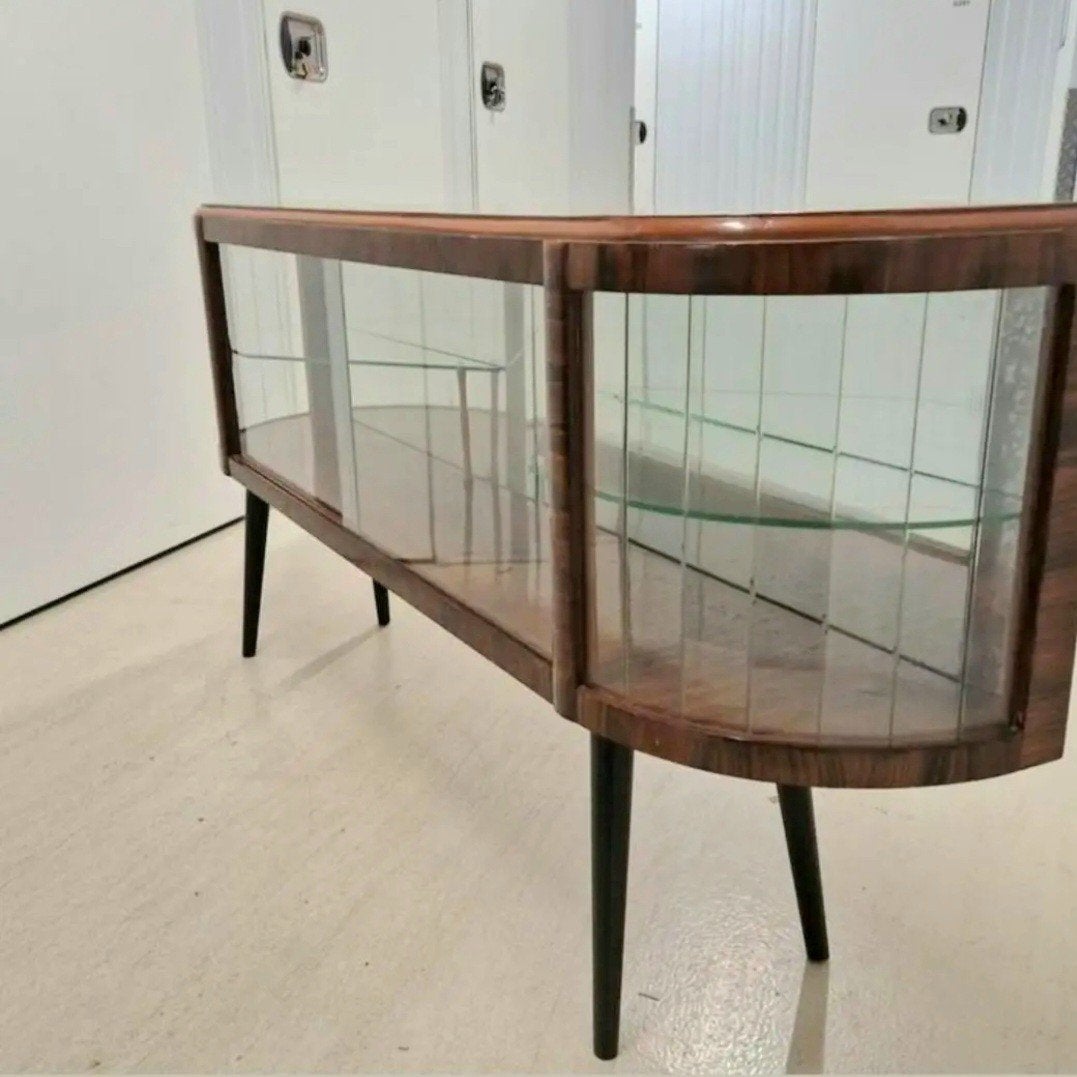 Unieke Handgeschilderde Vintage Vitrinekast – Jaren '60/'70, Gebruikt, Ntp, Glas, Ntp