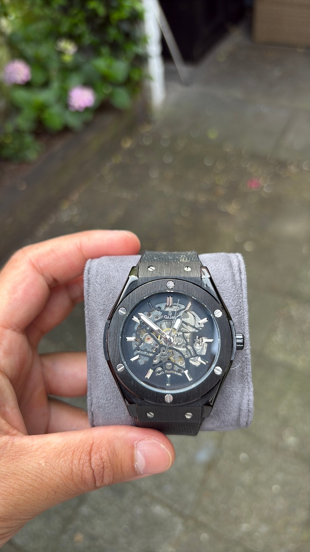 Vandaag weg! Gamo horloge, weinig gedragen. Zwart staal, Overige merken, Staal, Polshorloge, Overige materialen