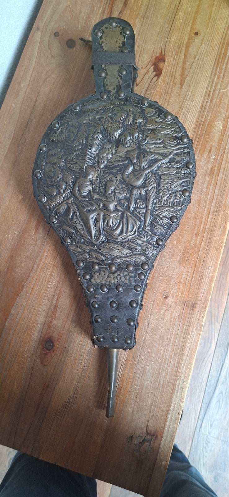 Antieke blaasbalg met reliëfdecoratie, Antiek en Kunst, Ophalen