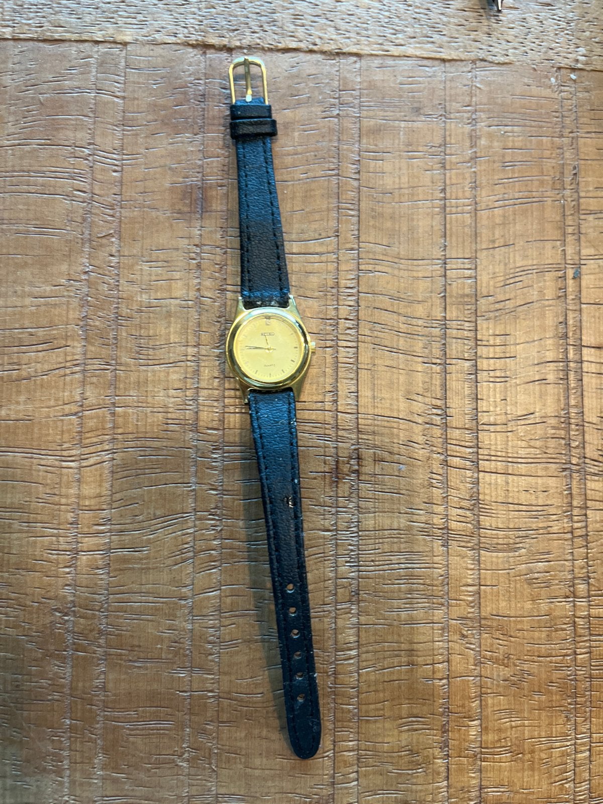 Seiko dames polshorloge, goudkleurig met leren bandje, Sieraden, Tassen en Uiterlijk, Polshorloge, Ophalen of Verzenden, Overige materialen