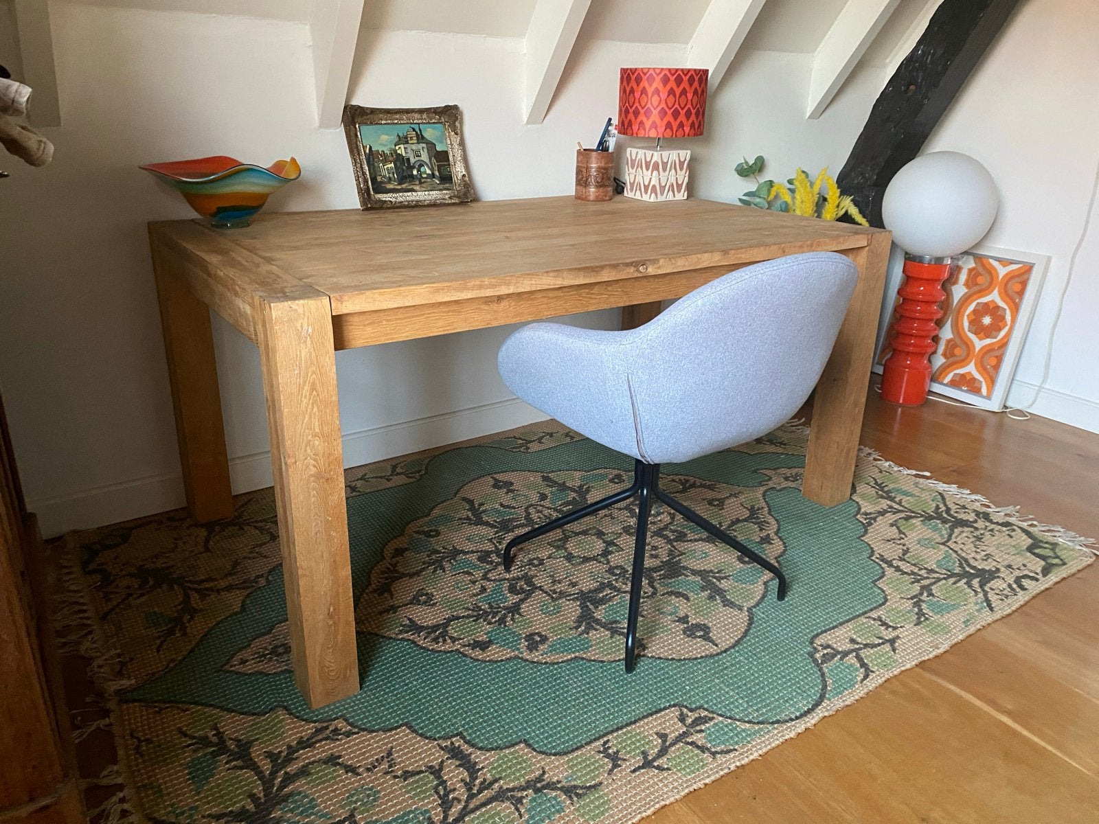 Massief houten bureau - 150x88x72,5 cm, Ophalen, Gebruikt, Hout, Computerbureau