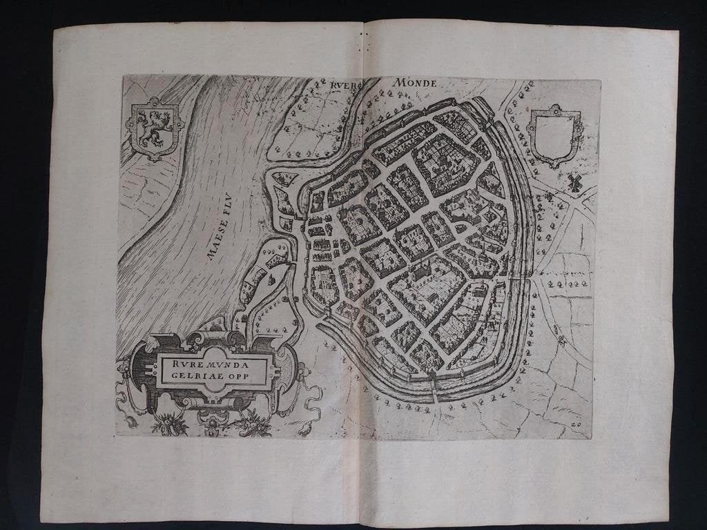5 / plattegrond Roermond - gravure uit 1609 L. Guicciardini, Antiek en Kunst, Ophalen of Verzenden