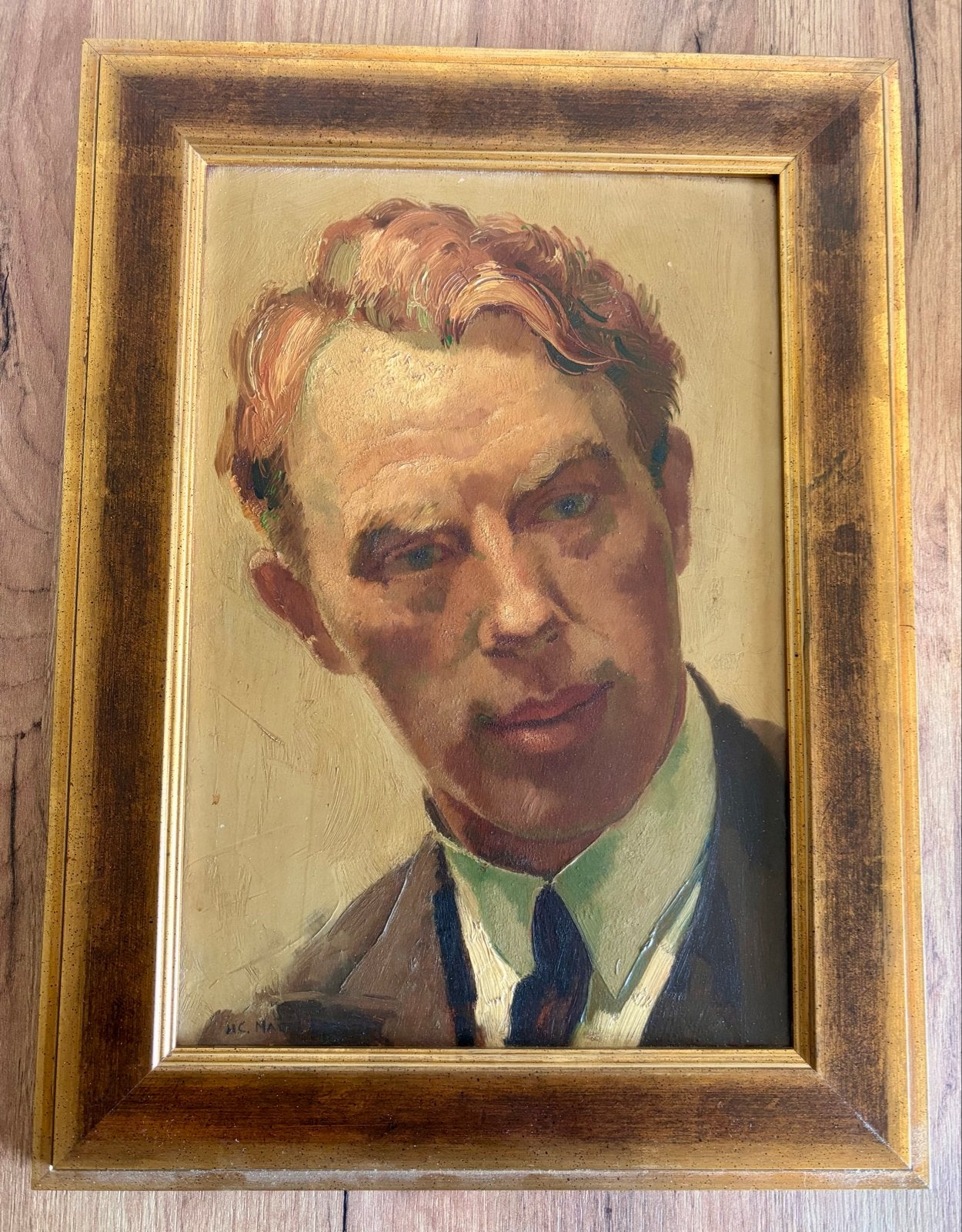 Olieverf Portret van een Man - Gesigneerd H.C. MacLean, Antiek en Kunst, Doek, Portret of Personen, Realistisch, Ophalen of Verzenden