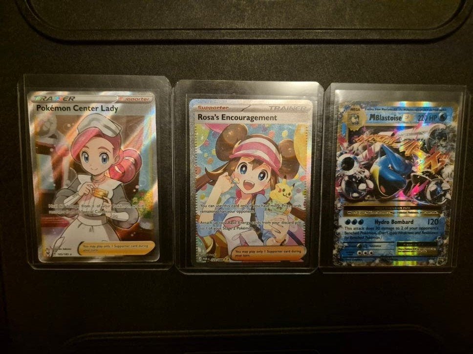 3 Pokémon kaarten: Rosa, Lady, Blastoise Evolutions, Ophalen, Nieuw
