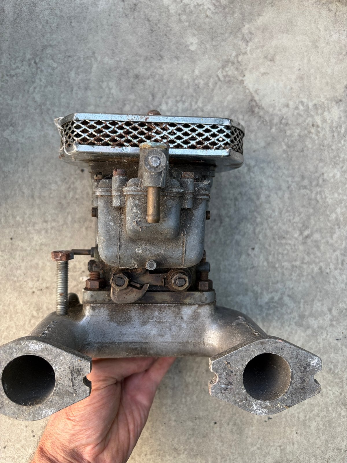 Dubbele Weber Carburateur met Spruitstuk - Oldtimer, Verzenden, Gebruikt, Oldtimer onderdelen