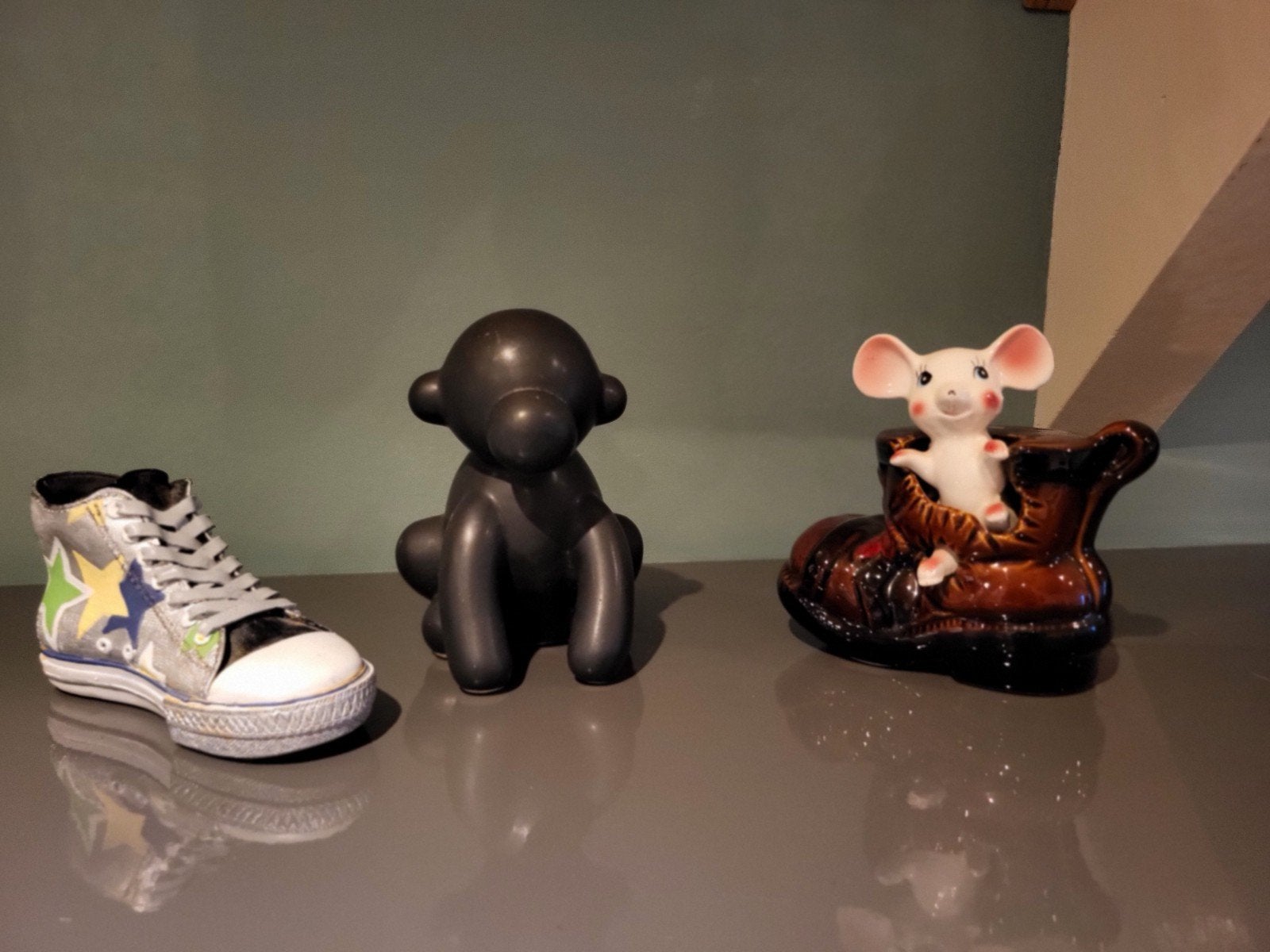 Diverse Spaarpotten: Sneaker, Aap en Muis in Laars, Ophalen of Verzenden, Gebruikt, Overige materialen, Dier