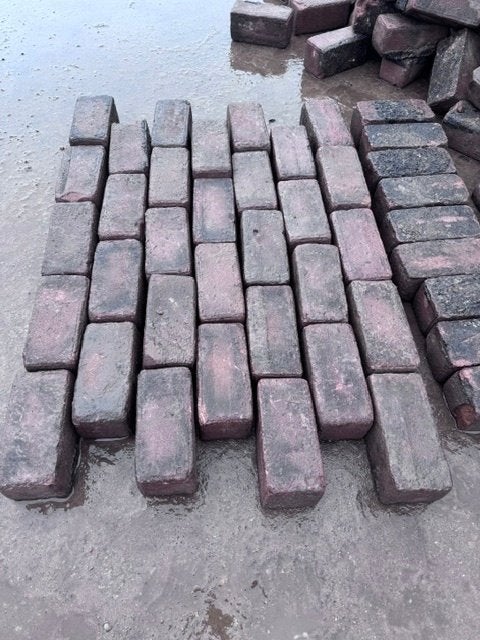 350 m2 oud gebakken klinkers op pallet rood-bruin mix, Gebruikt, Keramiek, Klinkers, Ophalen of Verzenden