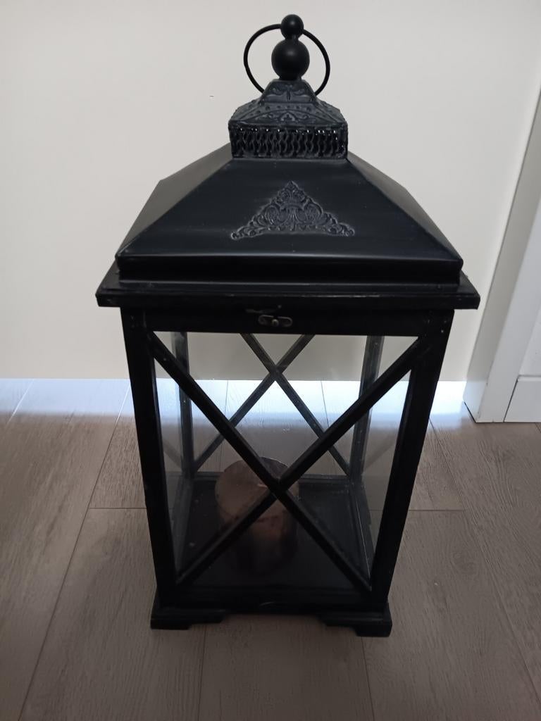 WINDLICHT ZWART, Huis en Inrichting, Woonaccessoires | Kandelaars en Kaarsen, Ophalen, 25 tot 50 cm, Zwart, Zo goed als nieuw