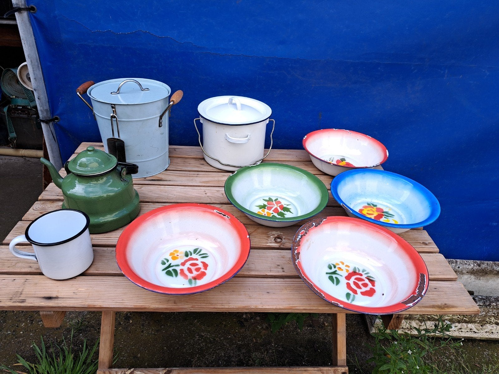 emaille schalen potten emmer decoratie, Ophalen of Verzenden