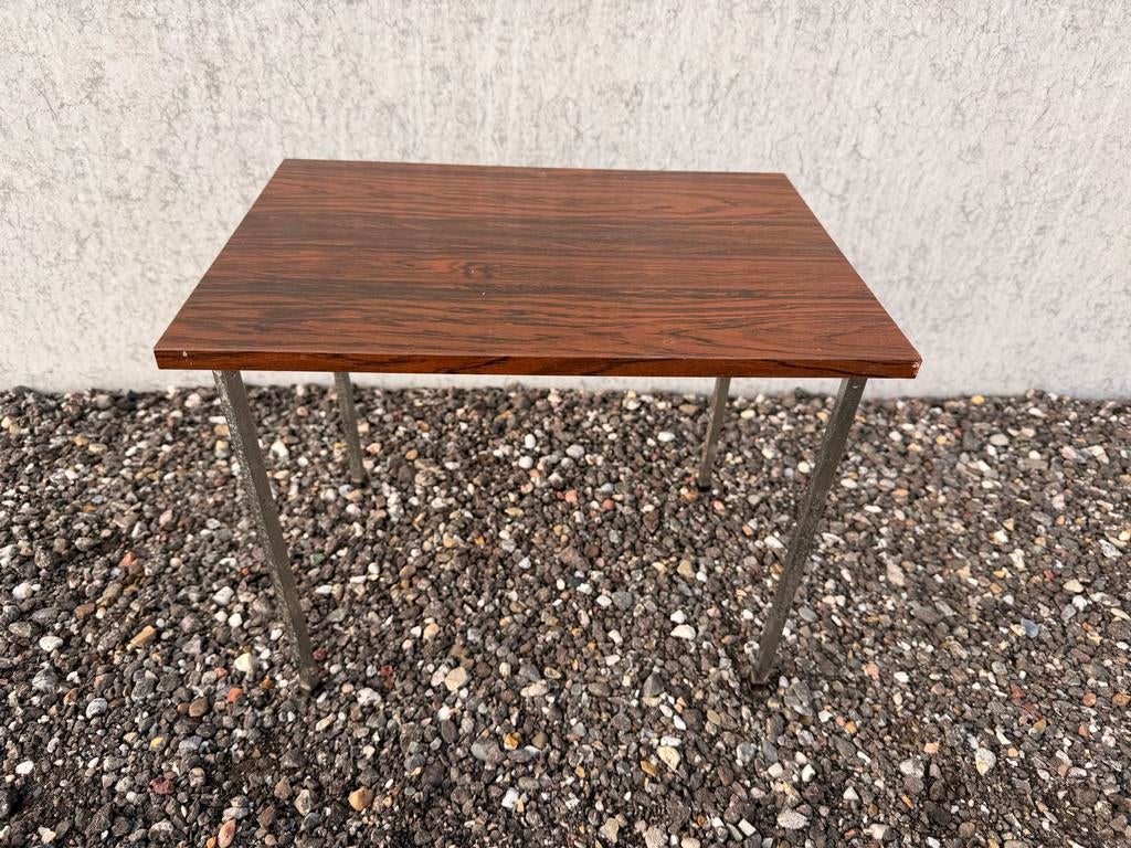 vintage design formica bijzettafeltje, Huis en Inrichting, Tafels | Bijzettafels, Minder dan 45 cm, Gebruikt, Vintage, Ophalen of Verzenden