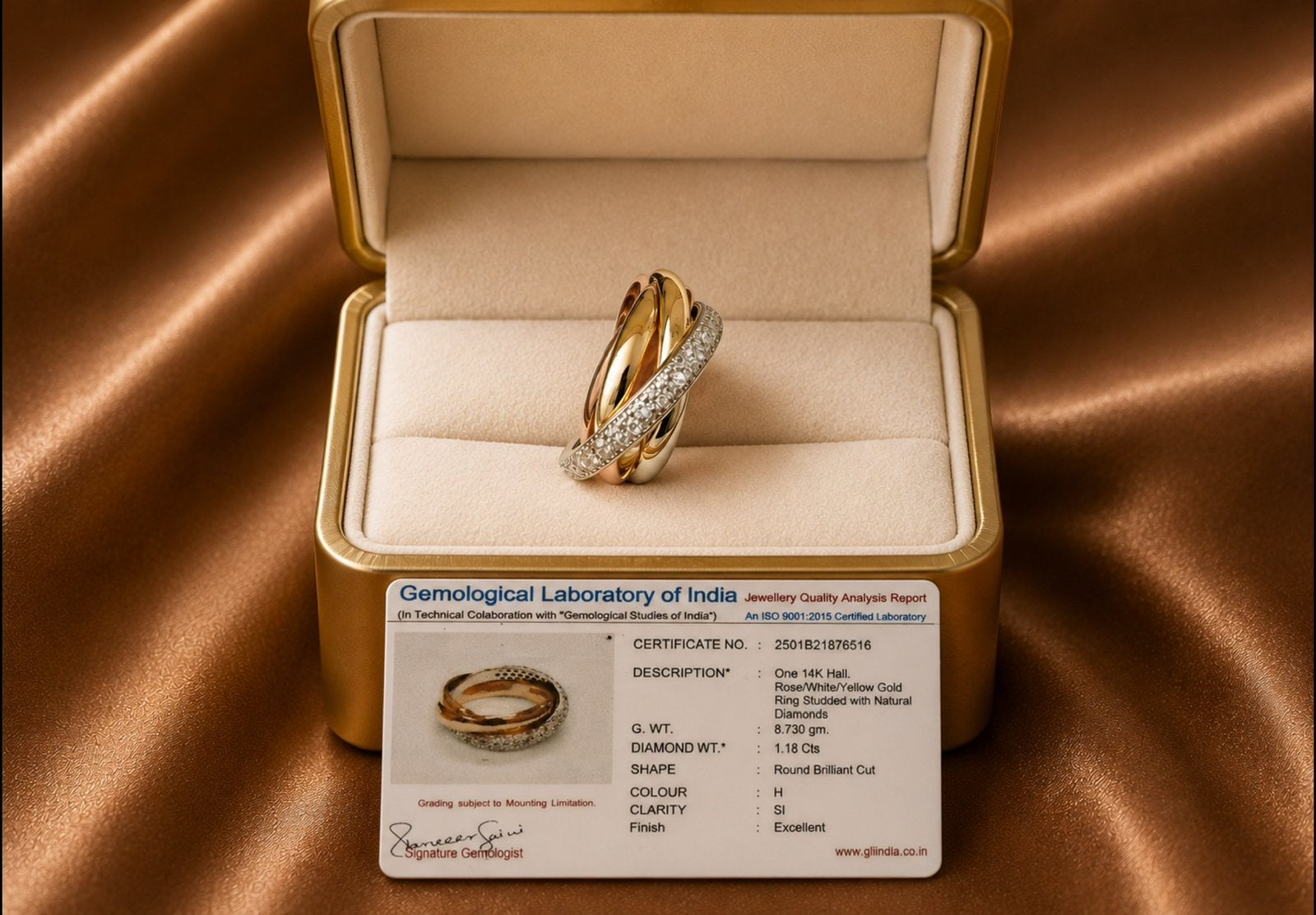 Gouden ring tricolore, 19 tot 20, Nieuw, Ophalen of Verzenden, Dame