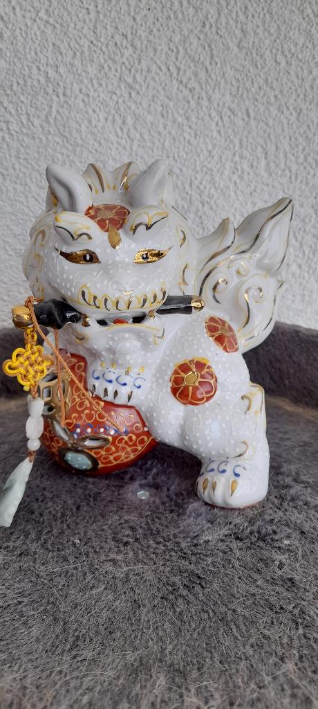Vintage 1970 shi shi Lions Foo dog kutani porselijn, Verzenden, Gebruikt, Dier