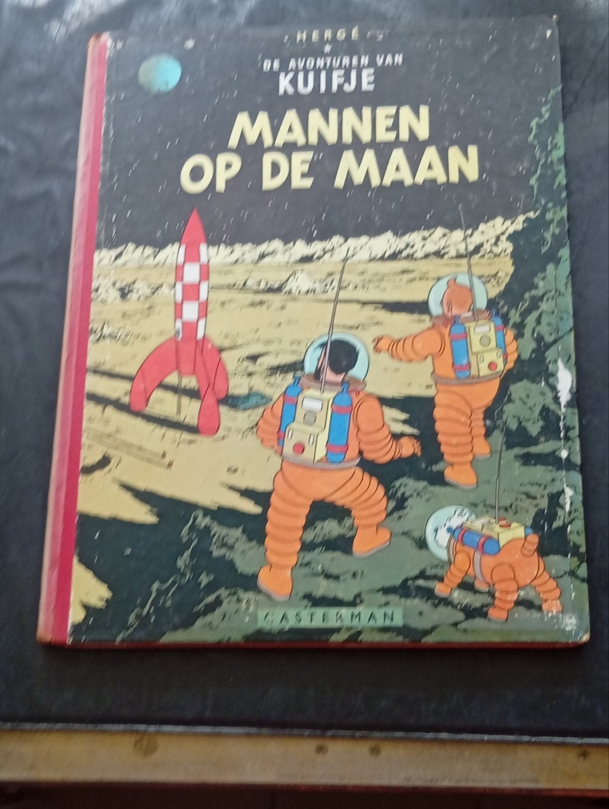 Kuifje: Mannen op de Maan, HC 1e druk 1954 & herdruk 1956!!, Eén stripboek, Ophalen of Verzenden, Gelezen