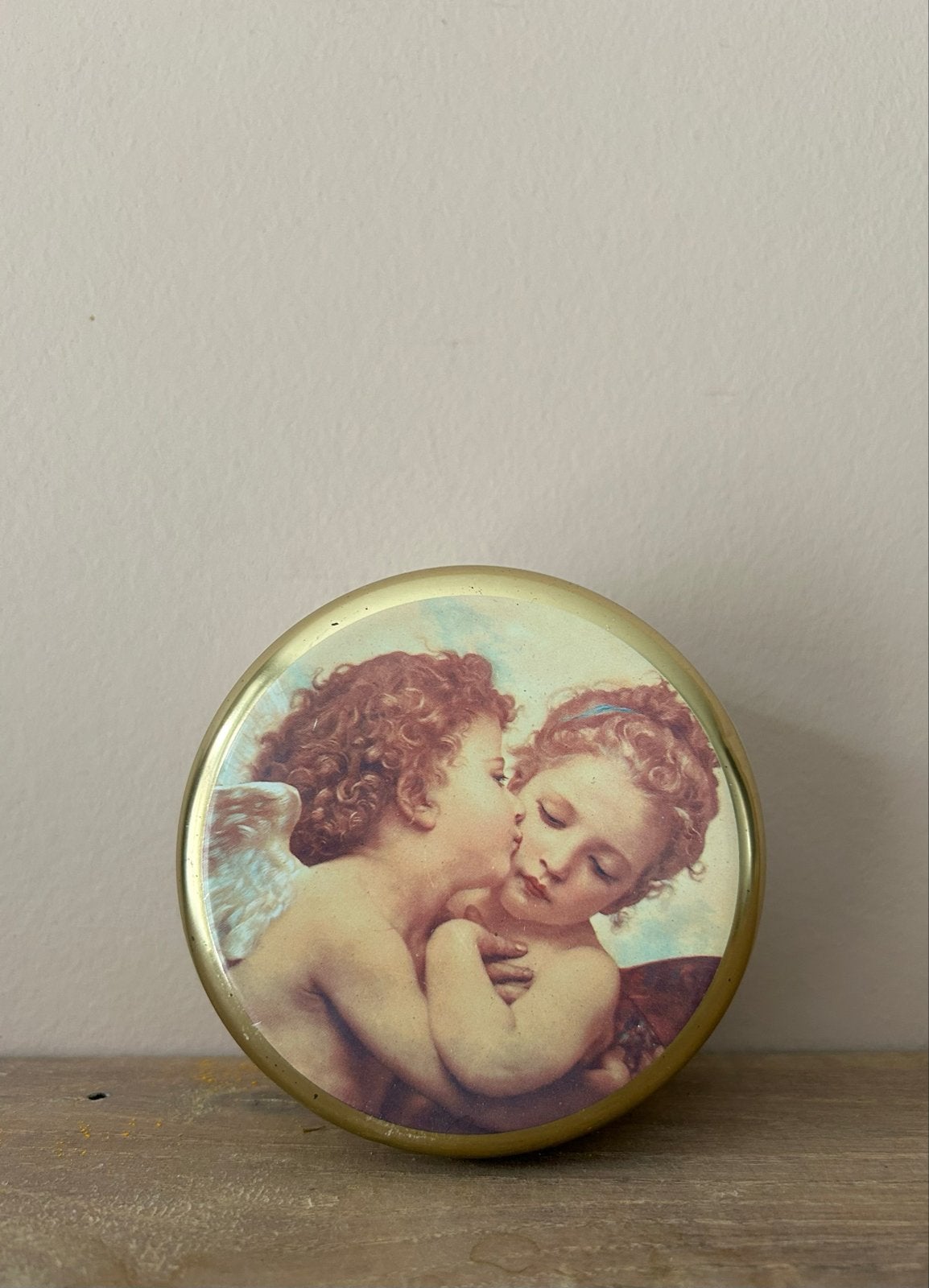 Vintage blikje met engeltjes - decoratief bewaarblik, Ophalen of Verzenden, Gebruikt, Overige, Overige merken