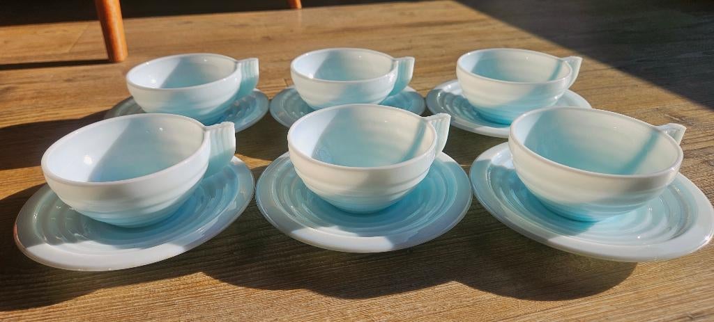 Retro Design Arcopal France opaline 6 dlg theekopjes, Antiek en Kunst, Ophalen of Verzenden
