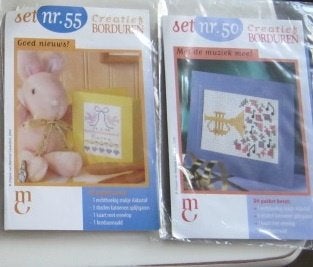 2 x Borduurpakketje  Stof - Dmc - zonder patroon ! nr 50, Verzenden, Nieuw, Borduurpakket