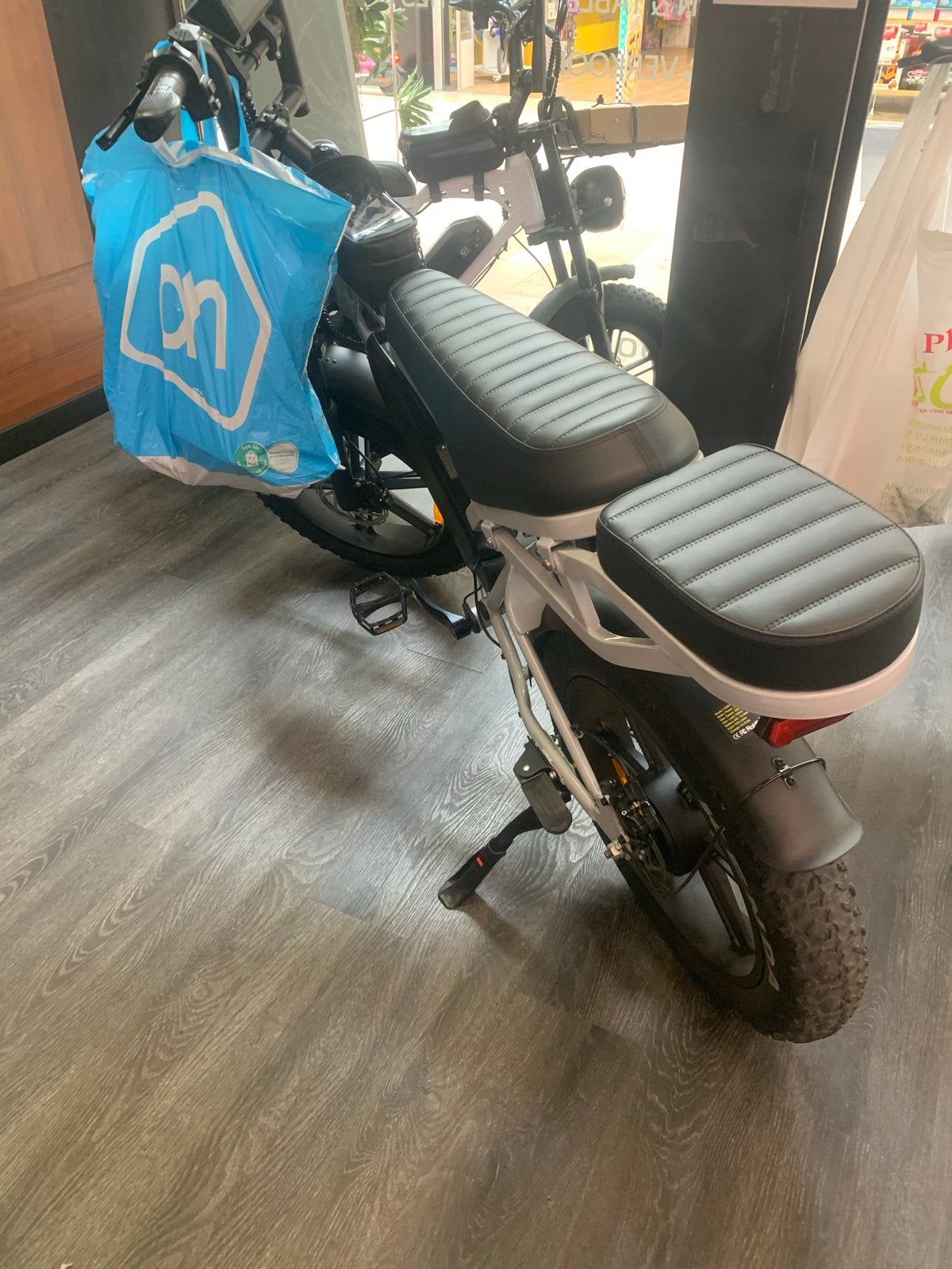 Stoere E-bike met dikke banden en dubbel zadel, Zo goed als nieuw, 51 tot 55 cm, 50 km per accu of meer, Ophalen