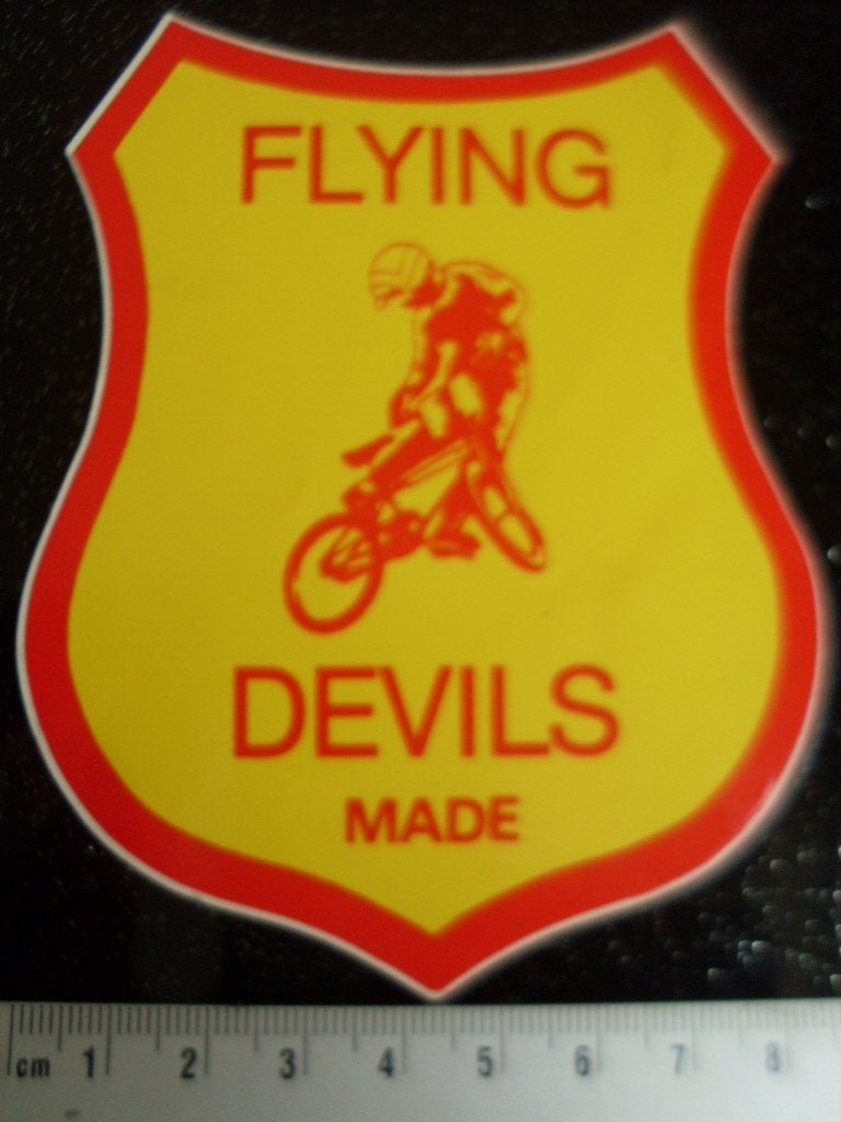 sticker flying devils made logo fietscross bmx, Verzenden, Zo goed als nieuw, Bedrijf of Vereniging