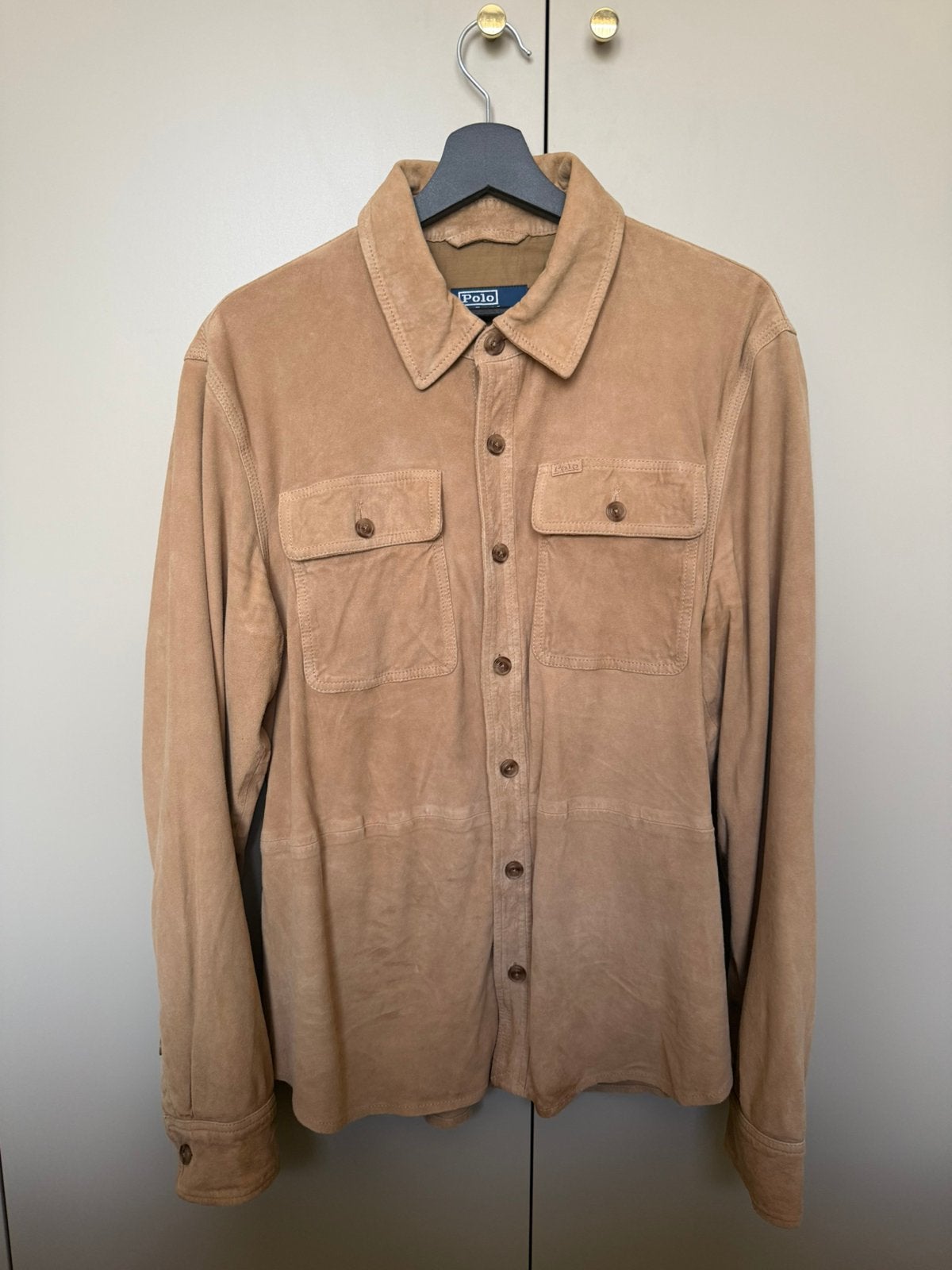 Ralph Lauren suede jas/overhemd, Ophalen of Verzenden, Zo goed als nieuw, Maat 48/50 (M), Beige