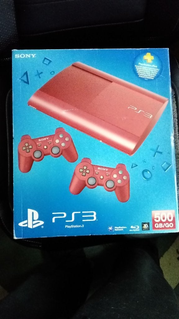 ps3 garnet red c.i.b nette staat 500gb, Super Slim, Met 2 controllers, Ophalen of Verzenden, Zo goed als nieuw