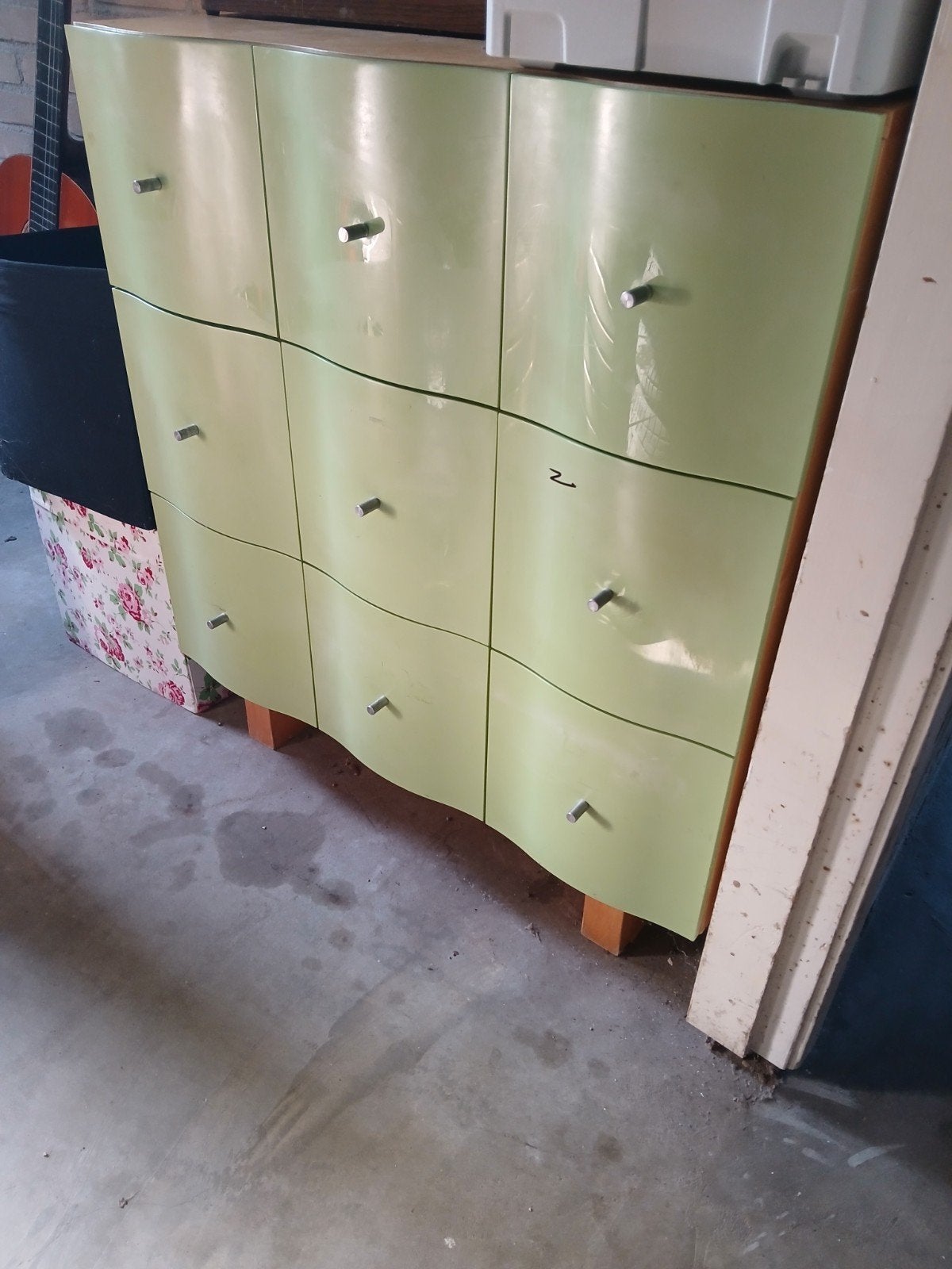Zware groene ladekast met 9 vakken ikea museum vintage, Overige materialen, Gebruikt, 5 laden of meer, 100 tot 150 cm