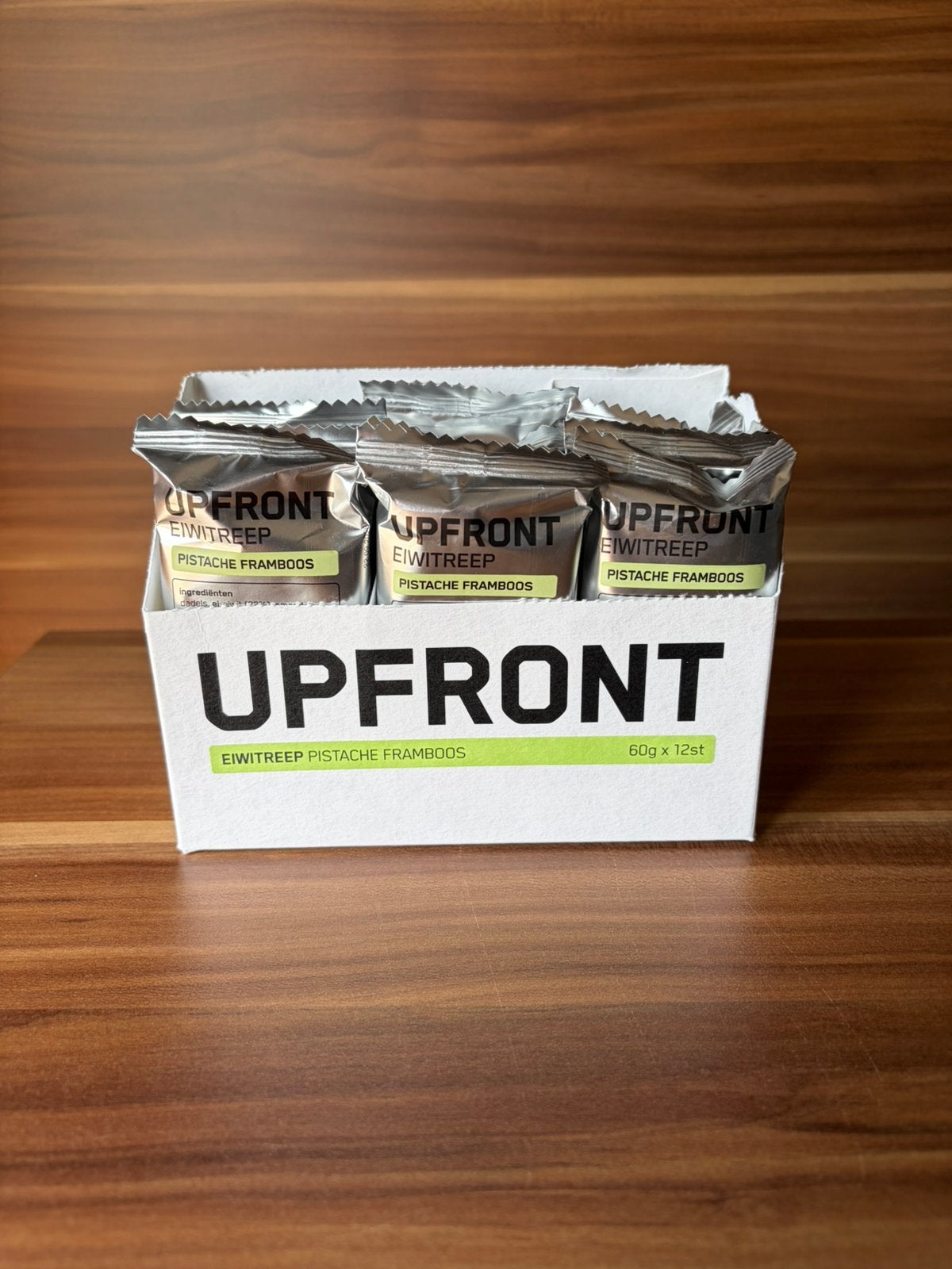 Upfront Eiwitreep Pistache Framboos Doosje (12 stuks), Ophalen, Nieuw, Overige typen