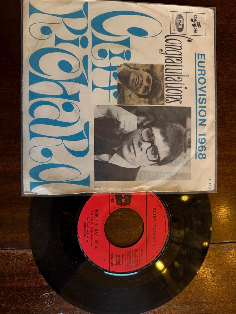 Cliff Richard - Congratulations (Eurovision 1968) Single, Cd's en Dvd's, Vinyl Singles, Gebruikt, Originele persing, 7 inch, Single