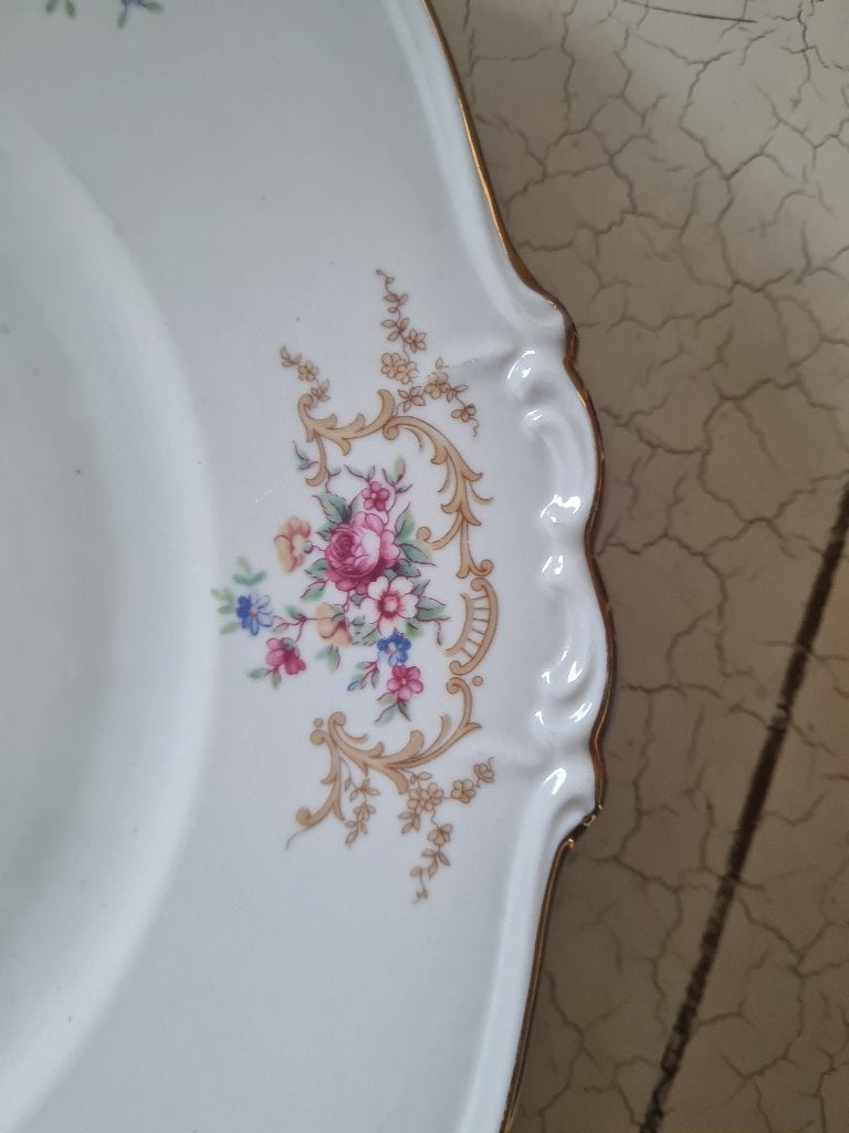 Vintage taartschaal decor roosjes porselein Bavaria, Antiek en Kunst, Antiek | Servies los, Ophalen of Verzenden
