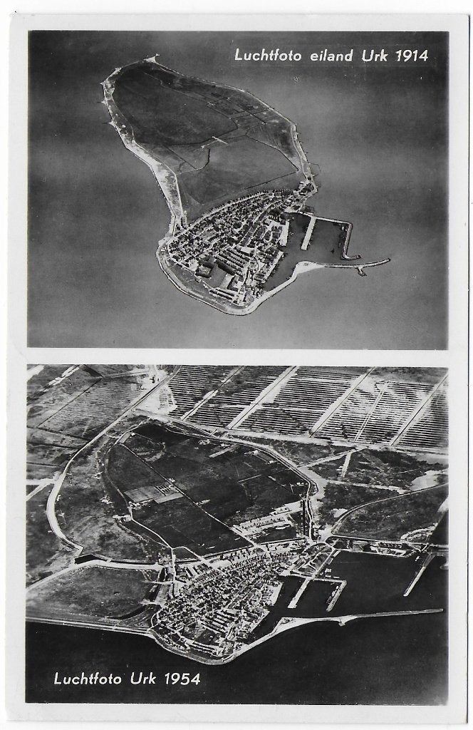 Urk Luchtfoto Ansichtkaart uit 1957 ( B7729 ), Ophalen of Verzenden, 1940 tot 1960, Gelopen, Flevoland