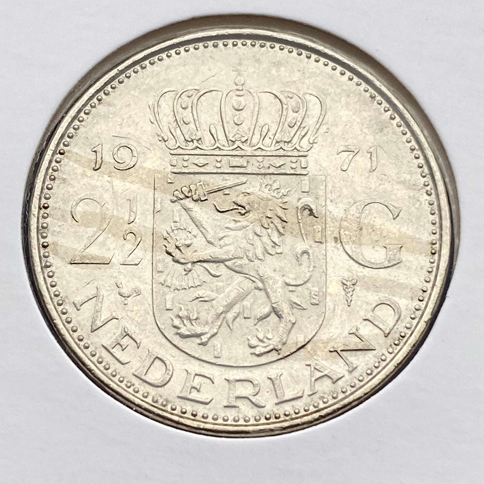 Zeer nette 2,5 Gulden / Rijksdaalder uit 1972 van Juliana, Verzenden, Koningin Juliana, 2½ gulden, Losse munt