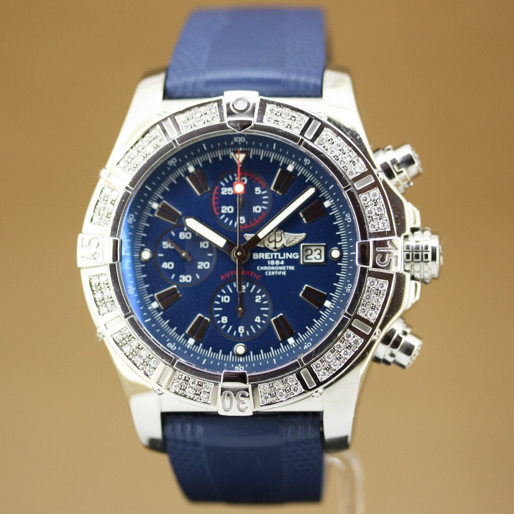 Breitling Super Avenger A13370 Diamant, Gebruikt, Staal, Breitling, Polshorloge