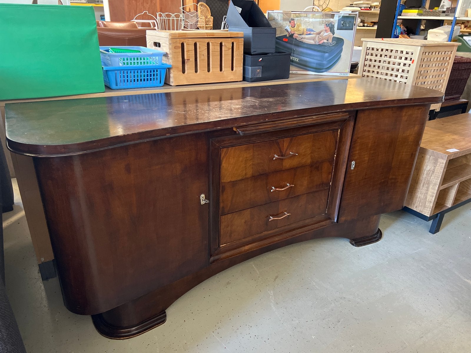 Vintage Dressoir - Hout - 190x54x84 cm, Ophalen, Gebruikt, 150 tot 200 cm, Met lade(s)