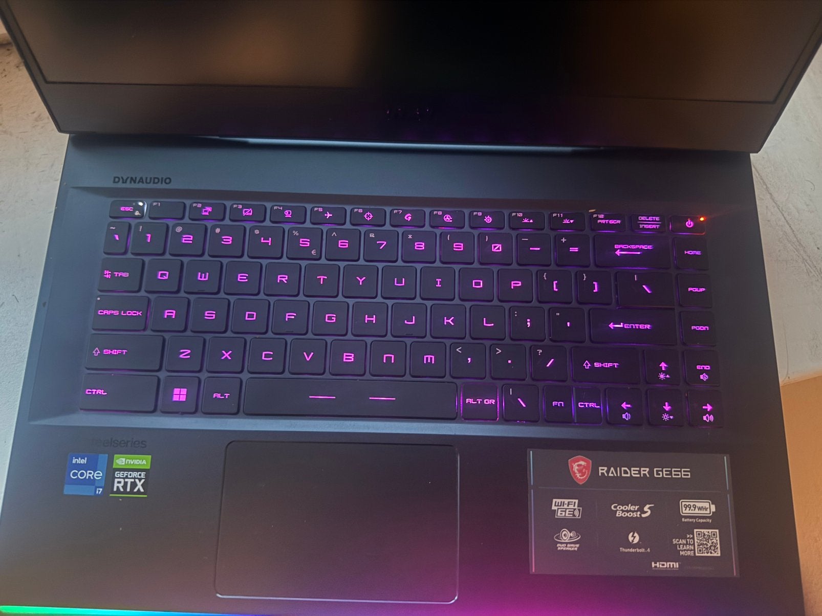 MSI gaming laptop Raider GE66 12UGS 017NL, Computers en Software, Ophalen, Zo goed als nieuw, Gaming, SSD
