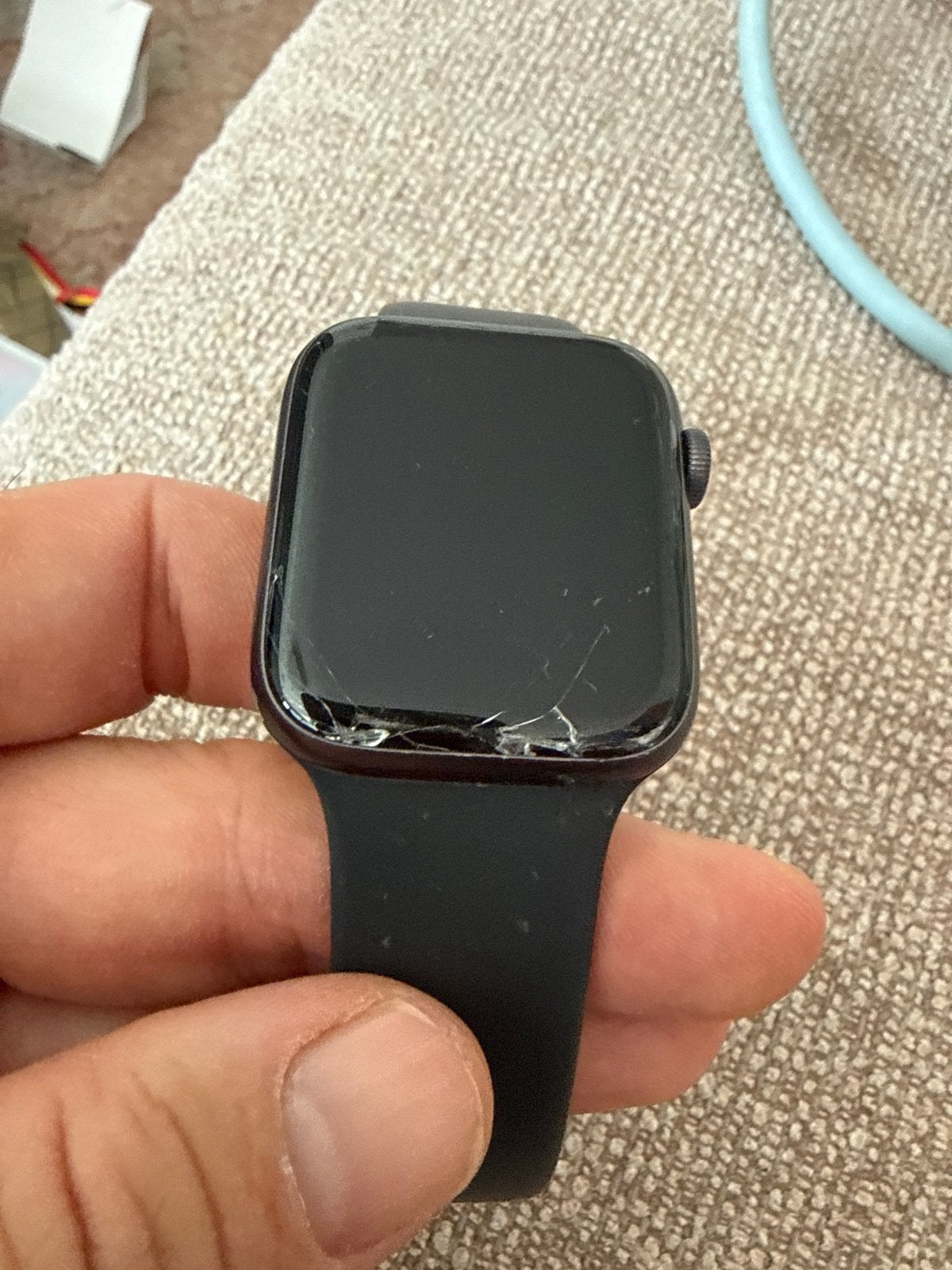 Apple Watch 5 serie met gebarsten scherm, Gebruikt, Hartslag, Zwart, IOS