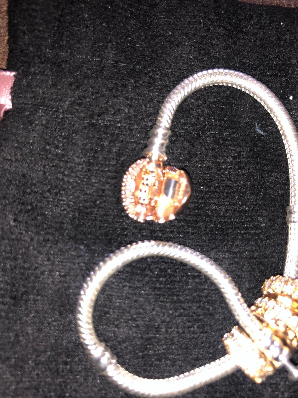 Zilveren bedelarmband met roségouden bedels, Sieraden, Tassen en Uiterlijk, Armbanden, Ophalen of Verzenden, Zo goed als nieuw