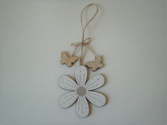 Hanger bloem met vlinders p/st., Ophalen of Verzenden, Nieuw, Hout