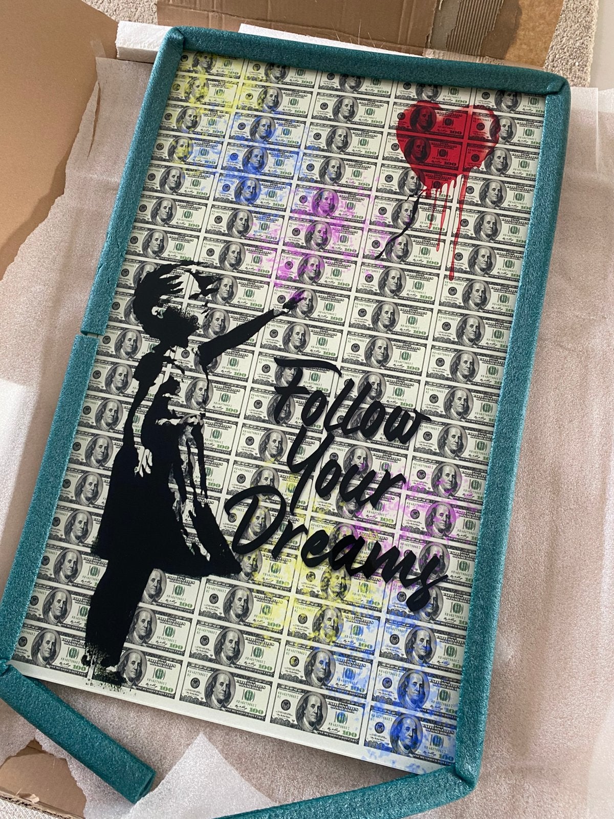 Banksy by Artiluxx artwork 80x50cm, Ophalen of Verzenden, Kunststof, Overige technieken, Abstract
