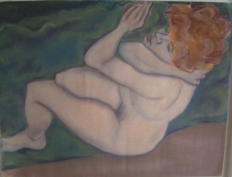 Bernard Bekman Moderne Naaktpose Mooie "krijt tekening, Ophalen of Verzenden, Tekening, Krijttekening, Handgemaakt