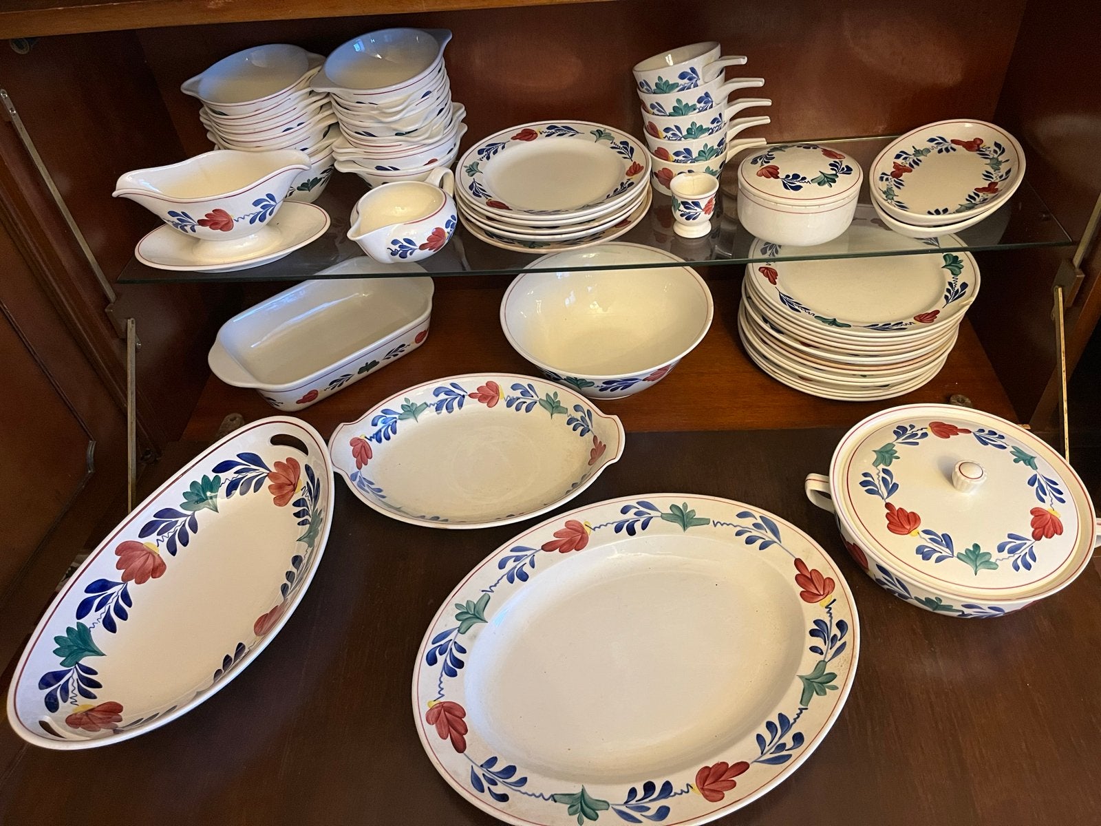 Groot Boerenbont servies - Compleet en in goede staat, Ophalen, Gebruikt, Keramiek, Landelijk/Boerenbont