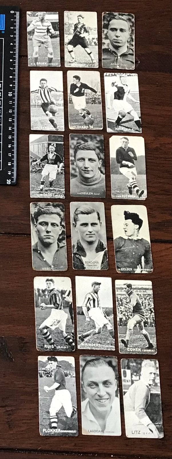 18 Oude Voetbalplaatjes Ter Wee 1932, Ophalen of Verzenden, Gebruikt, Poster, Plaatje of Sticker