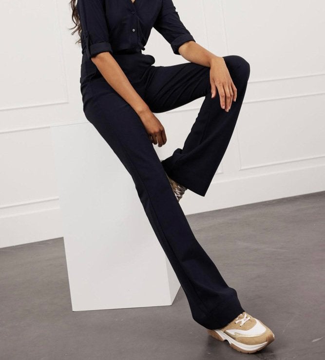 Studio Anneloes flair bonded LONG broek blauw travelstof XL, Kleding | Dames, Broeken en Pantalons, Blauw, Maat 46/48 (XL) of groter