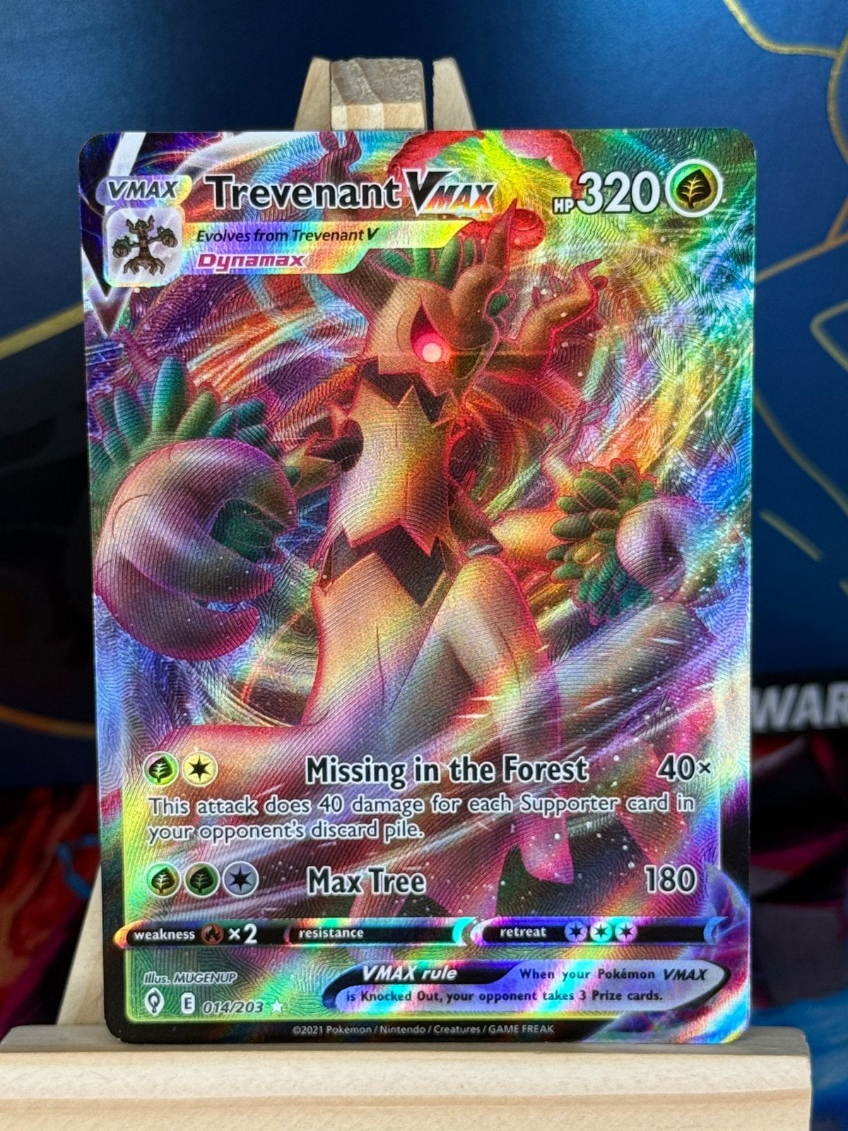Trevenant VMAX #14 | Pokemon Evolving Skies, Ophalen of Verzenden, Zo goed als nieuw, Losse kaart, Foil