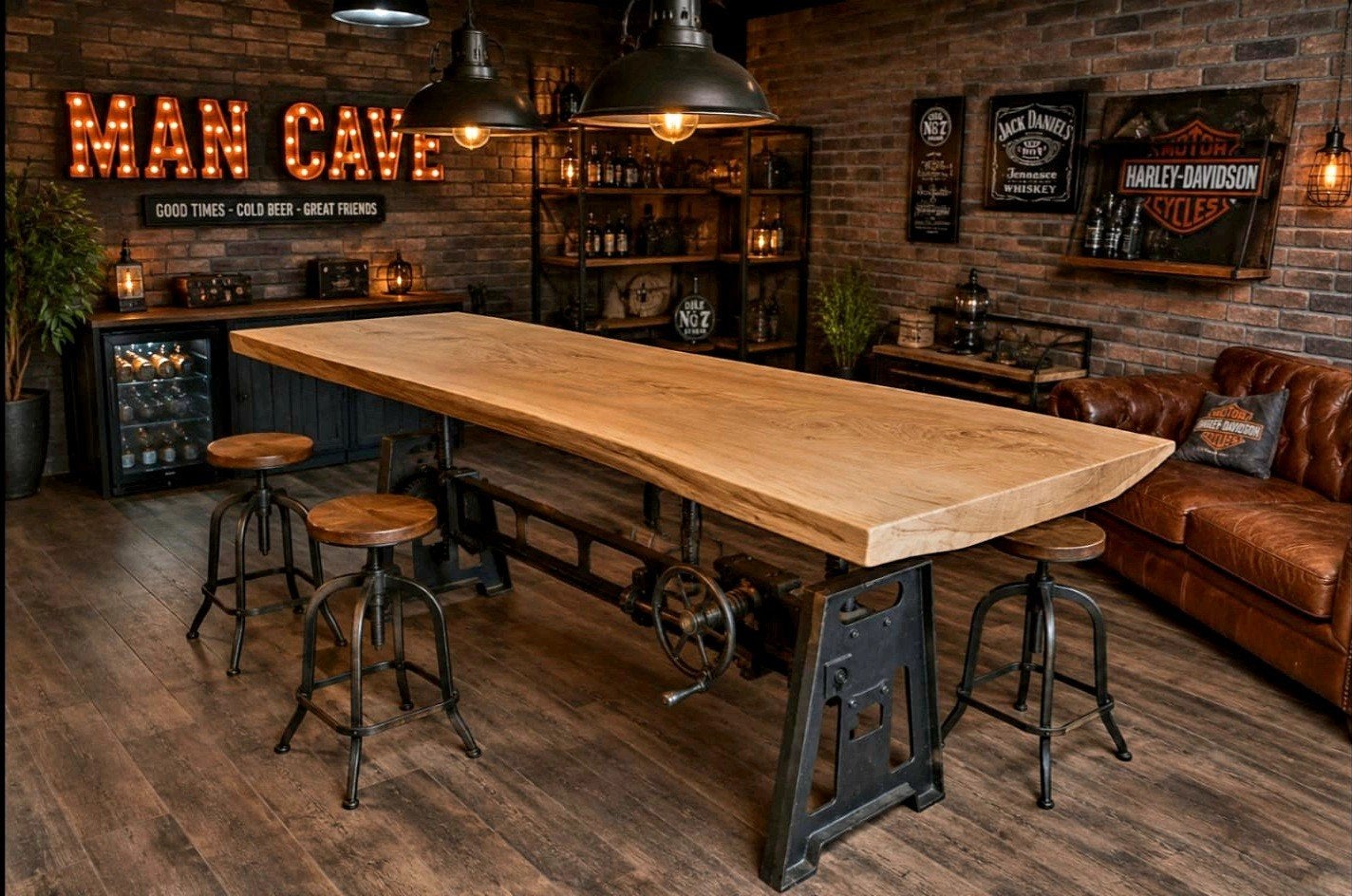 Uniek! Zware Industriele Eiken boomstam bartafel, Ophalen, Nieuw