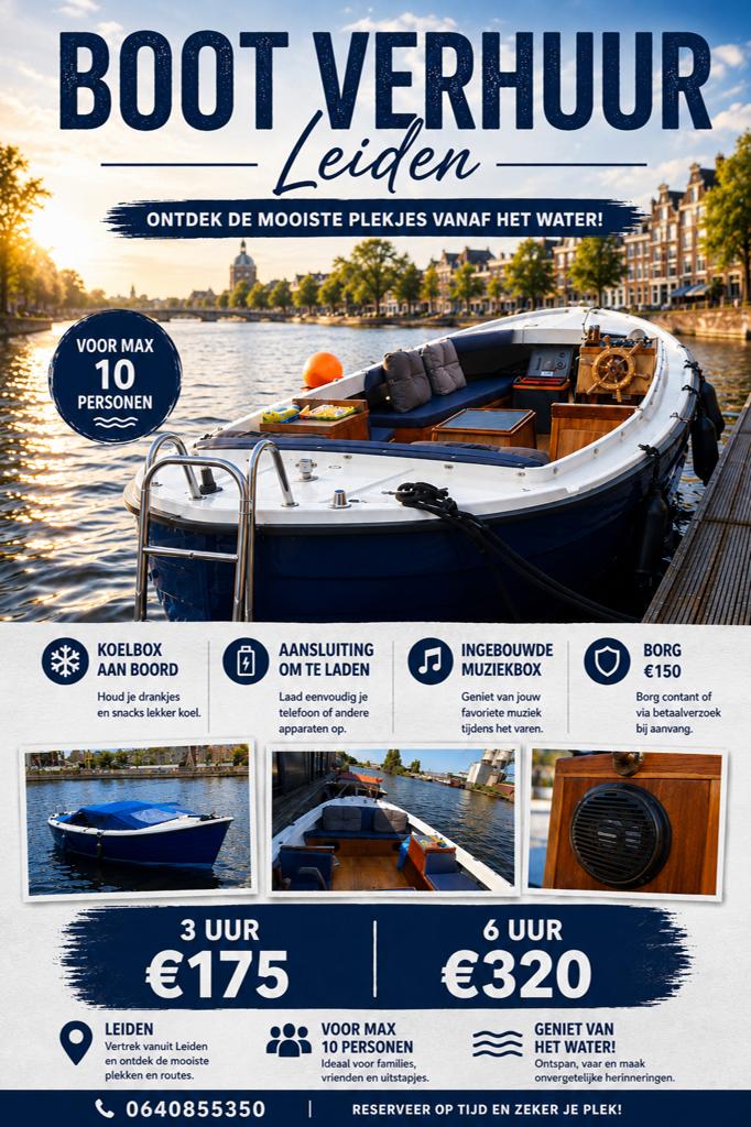 Boot/sloep te huur in Leiden, Ophalen, Zo goed als nieuw, Motorboot