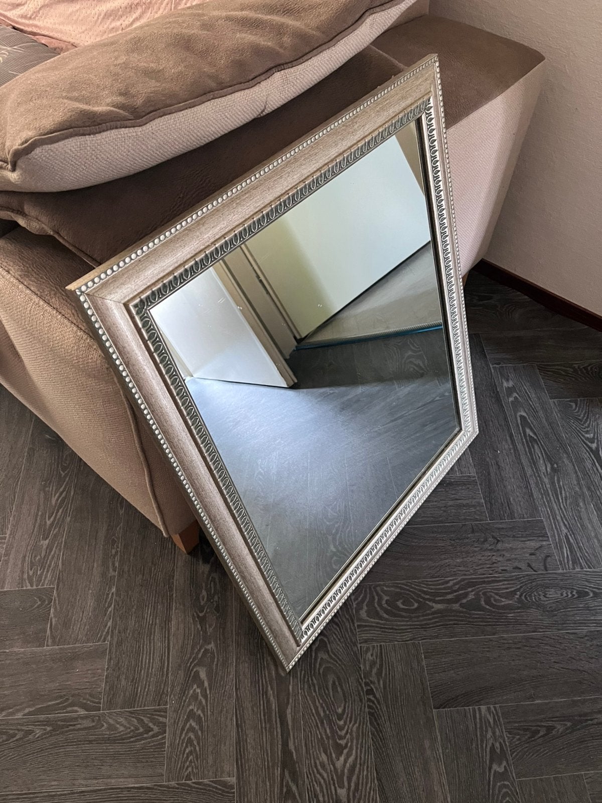 wand spiegel zilver lijst, Ophalen, Zo goed als nieuw, 75 tot 100 cm, Minder dan 100 cm