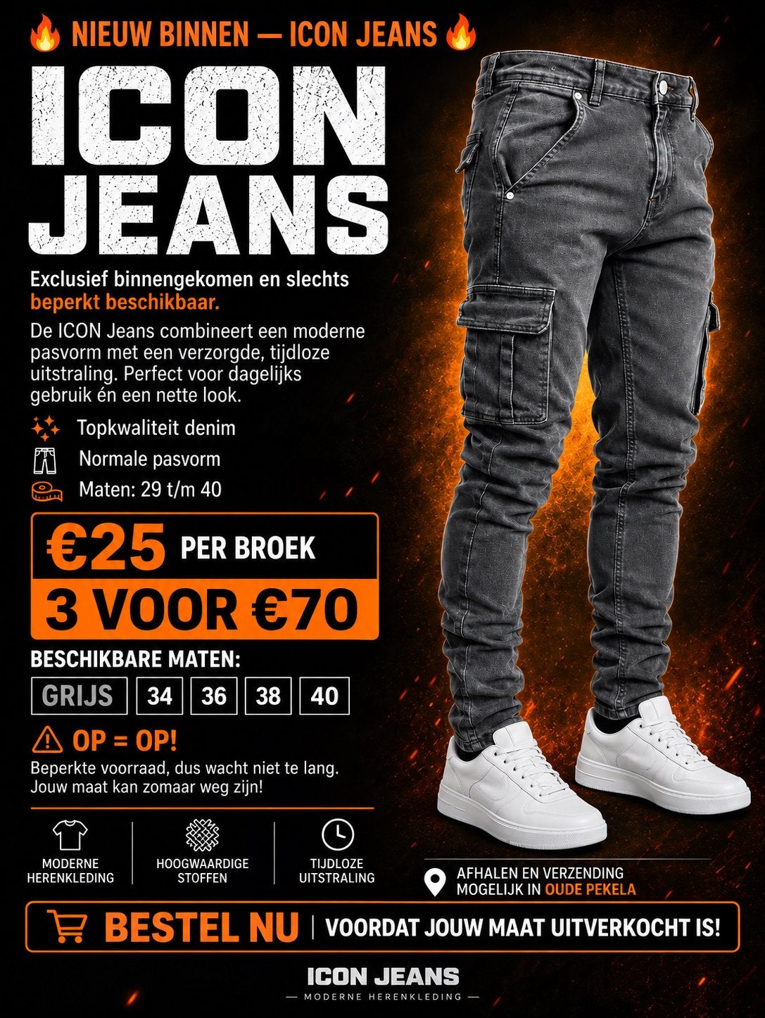 Icon jeans diverse maten, Kleding | Heren, Spijkerbroeken en Jeans, Ophalen of Verzenden, Nieuw, Grijs, W32 (confectie 46) of kleiner