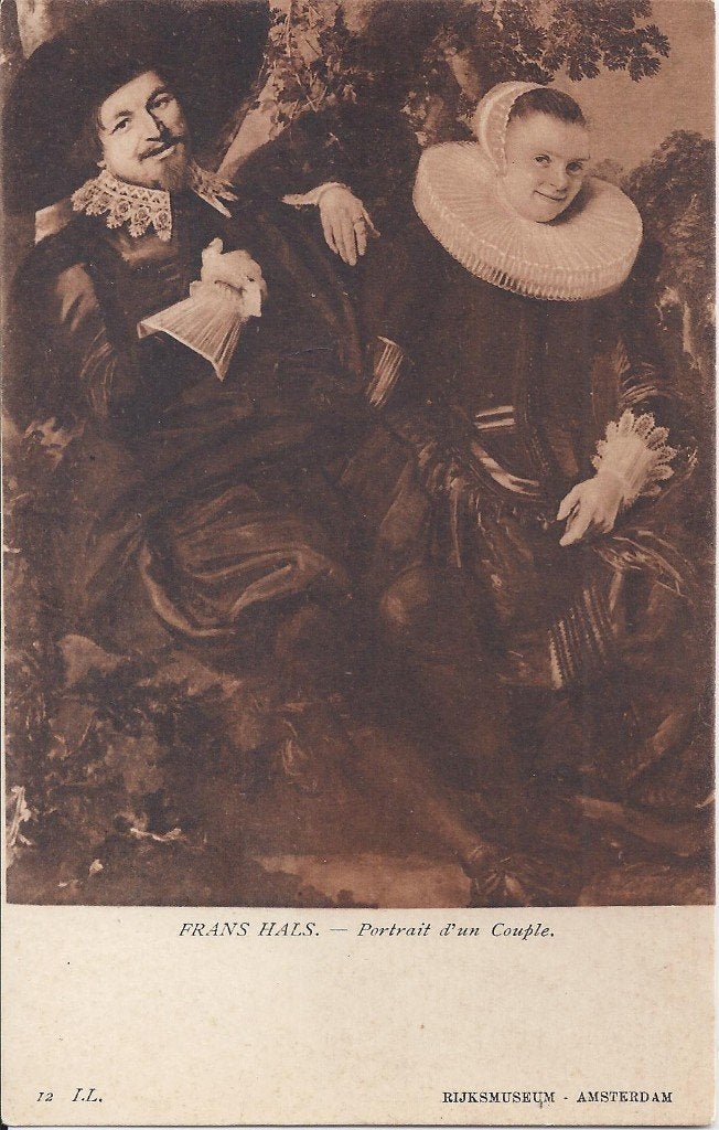 K7652 oude ansichtkaart rijksmuseum Amsterdam frans hals, Verzenden, 1940 tot 1960, Gelopen, Noord-Holland