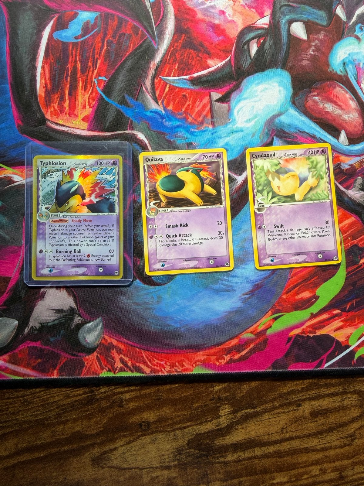 Delta Species Evolutie Lijn: Cyndaquil, Quilava, Typhlosion, Ophalen of Verzenden, Gebruikt, Meerdere kaarten, Foil
