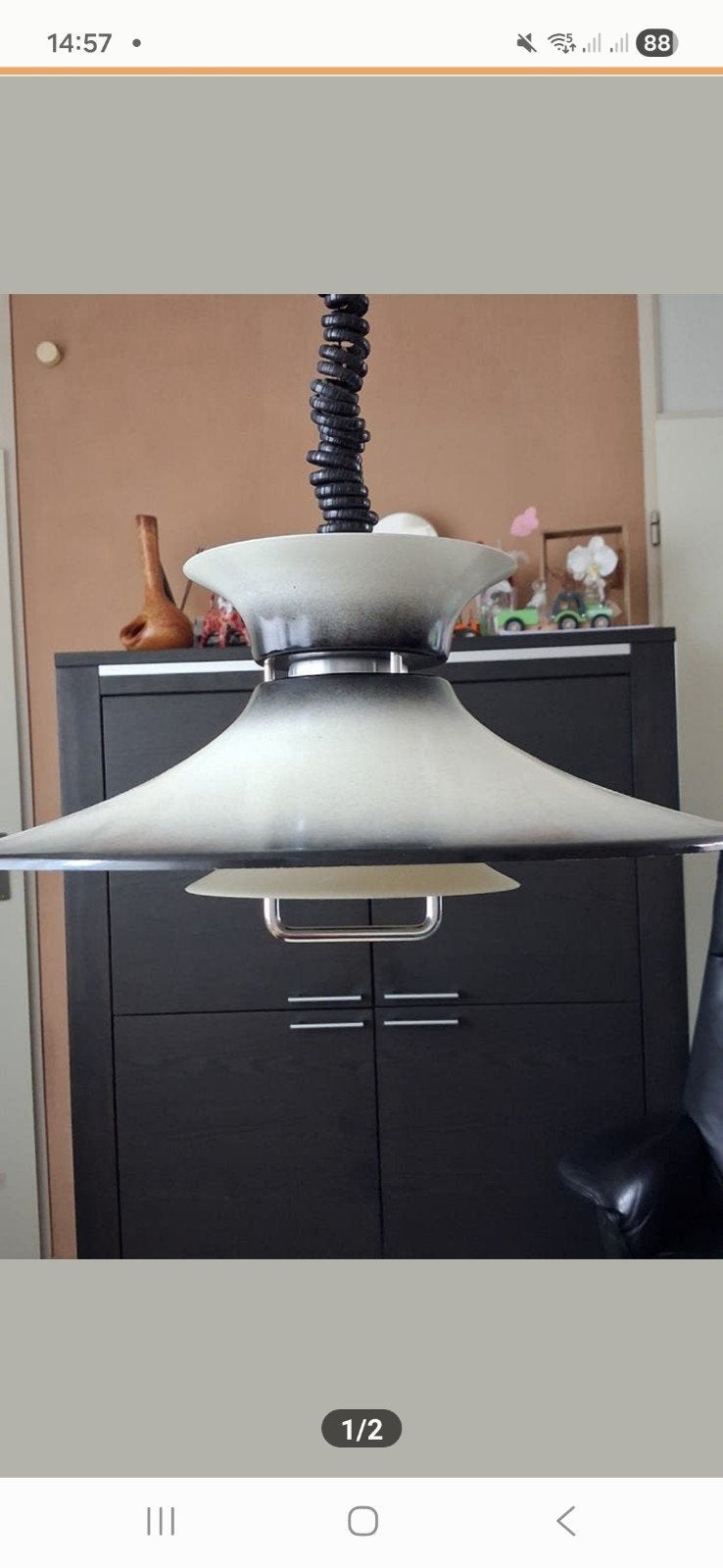 Vintage hanglamp met spiraalkabel doe een mooi bod, Gebruikt, Overige materialen, Minder dan 25 cm, Minder dan 100 cm